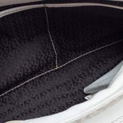 Pre Owned Aigner White Signature Canvas and Leather Buckle Flap Shoulder Bag