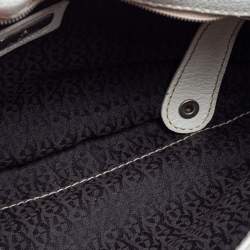 Pre Owned Aigner White Signature Canvas and Leather Buckle Flap Shoulder Bag