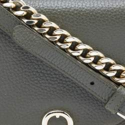 Pre Owned Aigner Dark Green/Black Leather Diadora Crossbody Bag