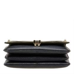 Pre Owned Aigner Dark Green/Black Leather Diadora Crossbody Bag