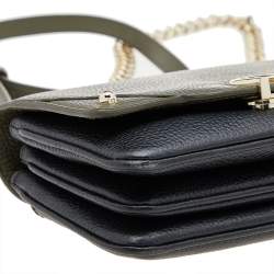 Pre Owned Aigner Dark Green/Black Leather Diadora Crossbody Bag