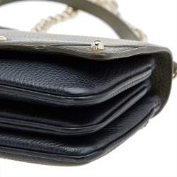 Pre Owned Aigner Dark Green/Black Leather Diadora Crossbody Bag