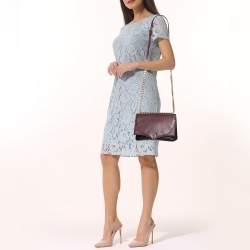 مملوكة مسبقًا Aigner Black/Burgundy Grained Leather Diadora Chain Shoulder Bag