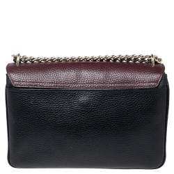 مملوكة مسبقًا Aigner Black/Burgundy Grained Leather Diadora Chain Shoulder Bag