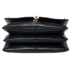 مملوكة مسبقًا Aigner Black/Burgundy Grained Leather Diadora Chain Shoulder Bag