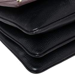 مملوكة مسبقًا Aigner Black/Burgundy Grained Leather Diadora Chain Shoulder Bag