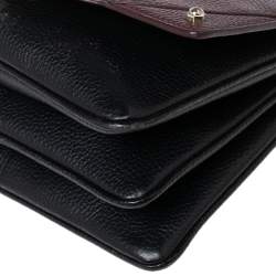 مملوكة مسبقًا Aigner Black/Burgundy Grained Leather Diadora Chain Shoulder Bag