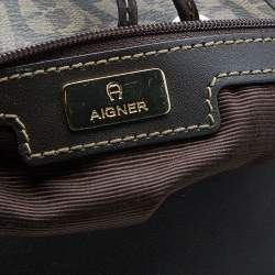 Pre Owned Aigner Brown Signature Coated Canvas and Leather Hobo