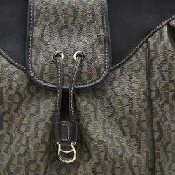 Pre Owned Aigner Brown Signature Coated Canvas and Leather Hobo