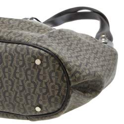 Pre Owned Aigner Brown Signature Coated Canvas and Leather Hobo