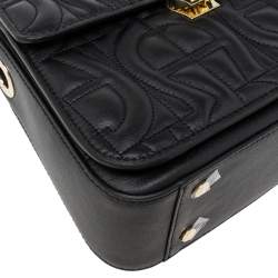 Pre Owned Aigner Black Signature Leather Genoveva Top Handle Bag