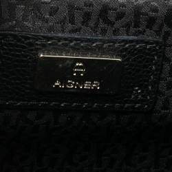 Pre Owned Aigner Black Leather Cybill Cavallo Flap Shoulder Bag