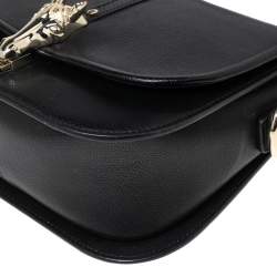 Pre Owned Aigner Black Leather Cybill Cavallo Flap Shoulder Bag