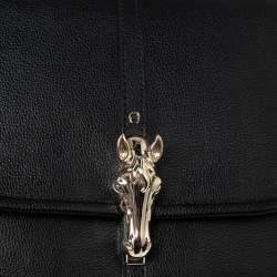 Pre Owned Aigner Black Leather Cybill Cavallo Flap Shoulder Bag