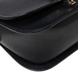 Pre Owned Aigner Black Leather Cybill Cavallo Flap Shoulder Bag