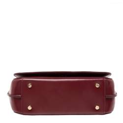Pre Owned Aigner Burgundy Leather Top Handle Bag