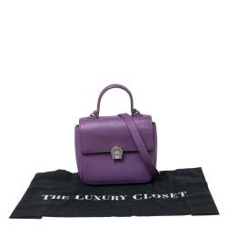 Pre Owned Aigner Purple Leather Genoveva Top Handle Bag