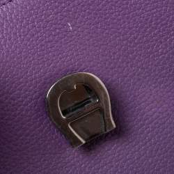 Pre Owned Aigner Purple Leather Genoveva Top Handle Bag