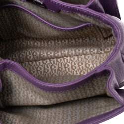 Pre Owned Aigner Purple Leather Genoveva Top Handle Bag