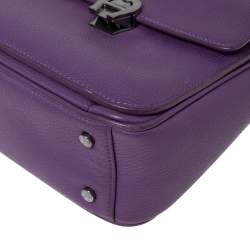 Pre Owned Aigner Purple Leather Genoveva Top Handle Bag