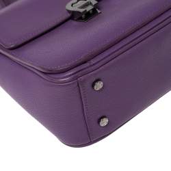 Pre Owned Aigner Purple Leather Genoveva Top Handle Bag