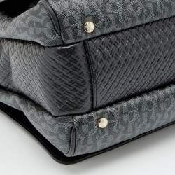 Pre Owned Aigner Black Signature Coated Canvas And Leather Tassel Top Handle Bag