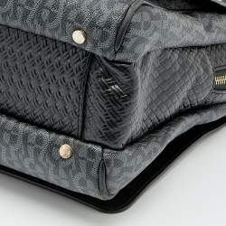 Pre Owned Aigner Black Signature Coated Canvas And Leather Tassel Top Handle Bag