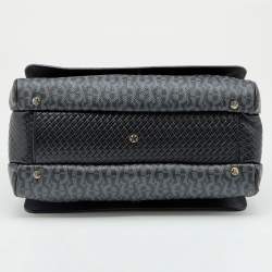 Pre Owned Aigner Black Signature Coated Canvas And Leather Tassel Top Handle Bag