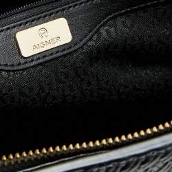 Pre Owned Aigner Black Signature Coated Canvas And Leather Tassel Top Handle Bag