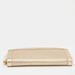 Pre Owned Aigner Metallic Gold Leather Cavallina Tassel Zip Around Wallet