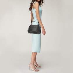 Pre Owned Aigner Black Leather Studded Top Handle Bag