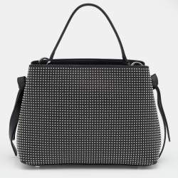 Pre Owned Aigner Black Leather Studded Top Handle Bag