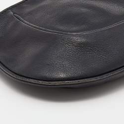 Pre Owned Aigner Black Leather and Croc Embossed Shoulder Bag