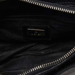 Pre Owned Aigner Black Leather and Croc Embossed Shoulder Bag