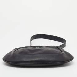 Pre Owned Aigner Black Leather and Croc Embossed Shoulder Bag