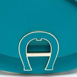 Pre Owned Aigner Green Grained Leather Mini Pina Crossbody Bag