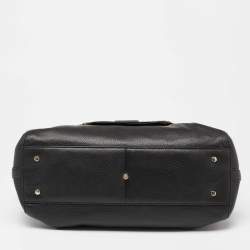 Pre Owned Aigner Black Leather Cavallina Zip Satchel