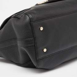 Pre Owned Aigner Black Leather Cavallina Zip Satchel