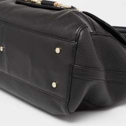 Pre Owned Aigner Black Leather Cavallina Zip Satchel