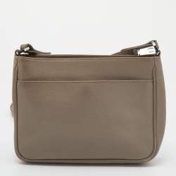 Pre Owned Aigner Taupe Leather Crossbody Bag