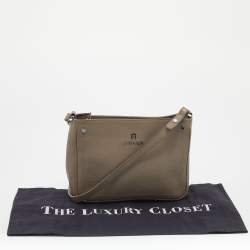 Pre Owned Aigner Taupe Leather Crossbody Bag