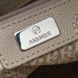 Pre Owned Aigner Taupe Leather Crossbody Bag