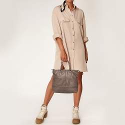 Aigner Dark Taupe Leather Zip Tote