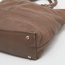 Aigner Dark Taupe Leather Zip Tote