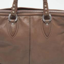 Aigner Dark Taupe Leather Zip Tote