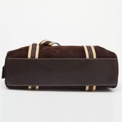 Pre Owned Aigner Brown Suede and Leather Satchel