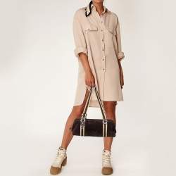 Pre Owned Aigner Brown Suede and Leather Satchel