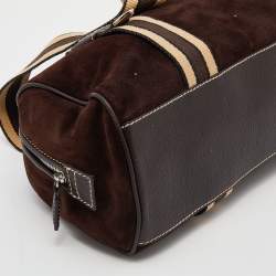 Pre Owned Aigner Brown Suede and Leather Satchel