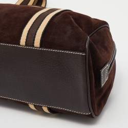 Pre Owned Aigner Brown Suede and Leather Satchel