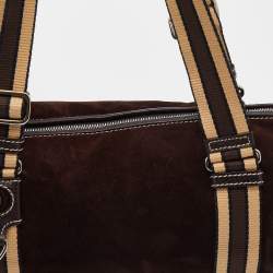 Pre Owned Aigner Brown Suede and Leather Satchel